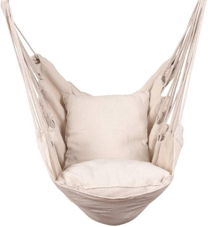 Hammocks Hanging Rope Hammock Chair Swing Seat with Two Seat Cushions and Carrying Bag, Natural