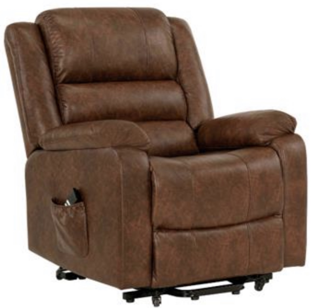Power Lift Dual Motor Recliner in Breathable Cognac Brown