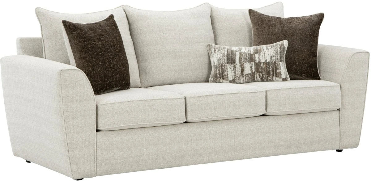 Winslow Linen and Brown Sofa and Loveseat