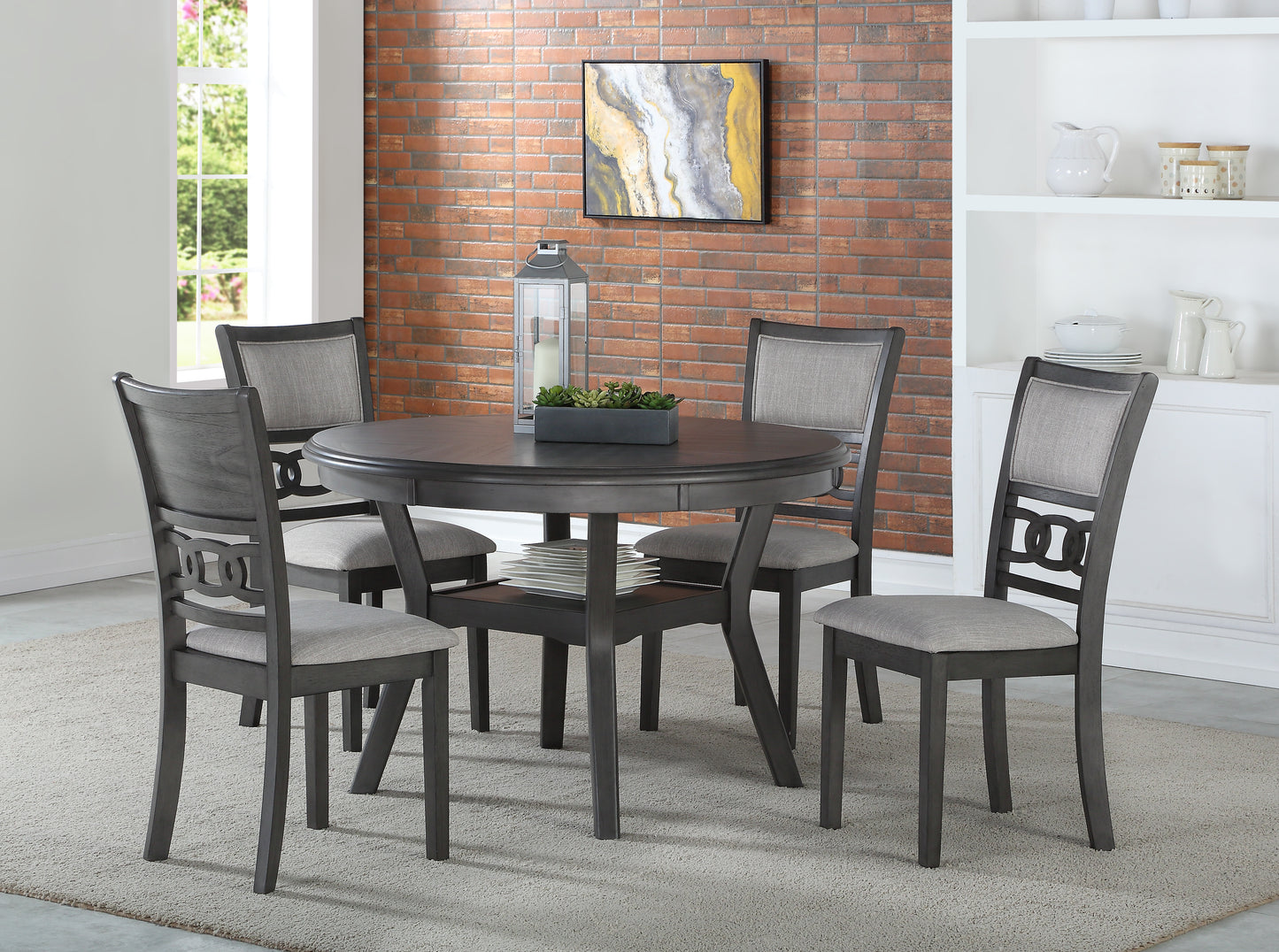 Gia Gray Starburst Large Round Dining Set