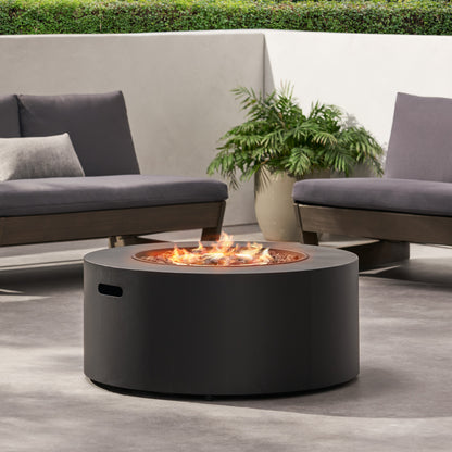 32" Patio 40,000 BTU Round Iron Propane Fire Pit, Dark Grey (Tank Cover not Included)