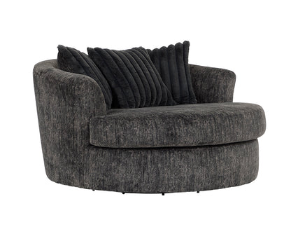 Galactic Charcoal Swivel Barrel Chair