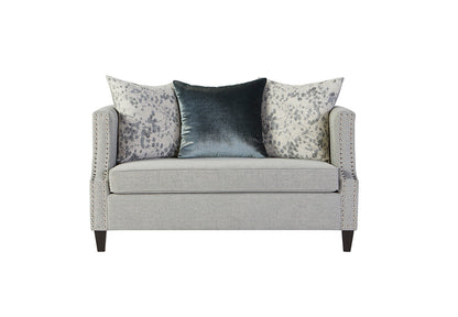 Moondance Mist Chrome Nailhead Sofa and Loveseat