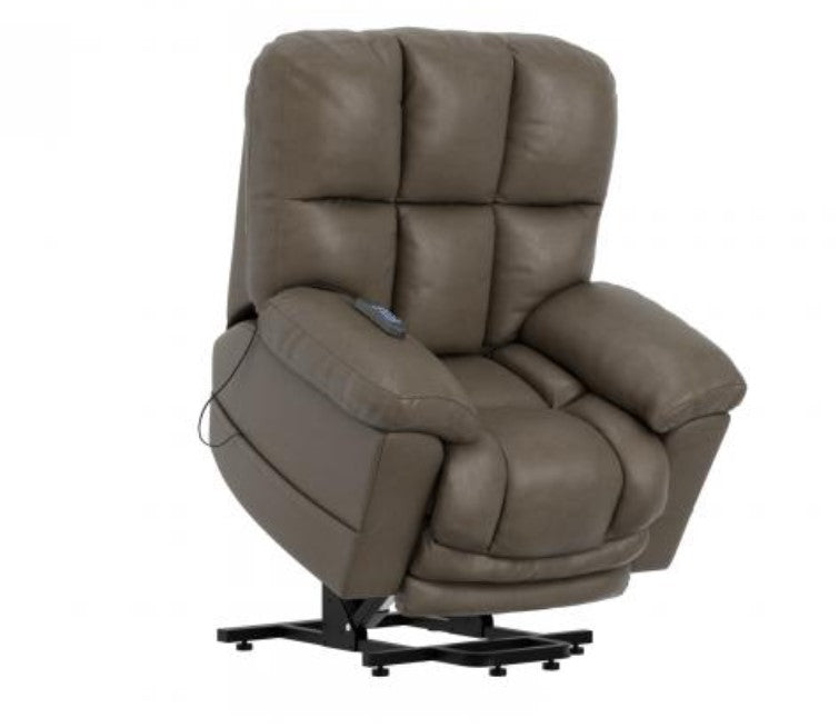 Playproof Big Man Lay Flat Dual Motor Lift Recliner with Extending Ottoman in Taupe