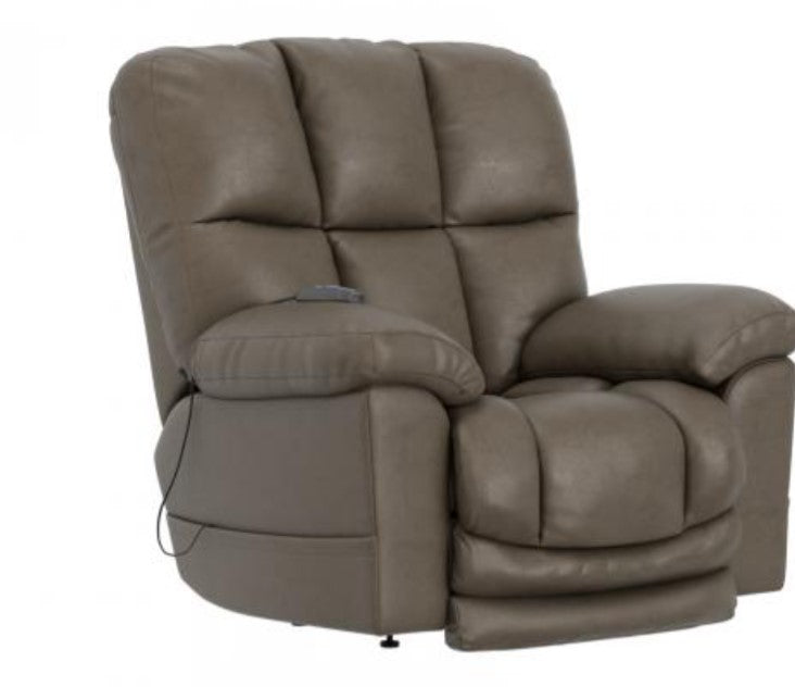 Playproof Big Man Lay Flat Dual Motor Lift Recliner with Extending Ottoman in Taupe