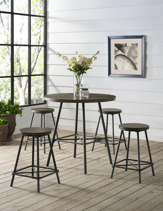 Branson Metal and Wood Round Counter Dining Set