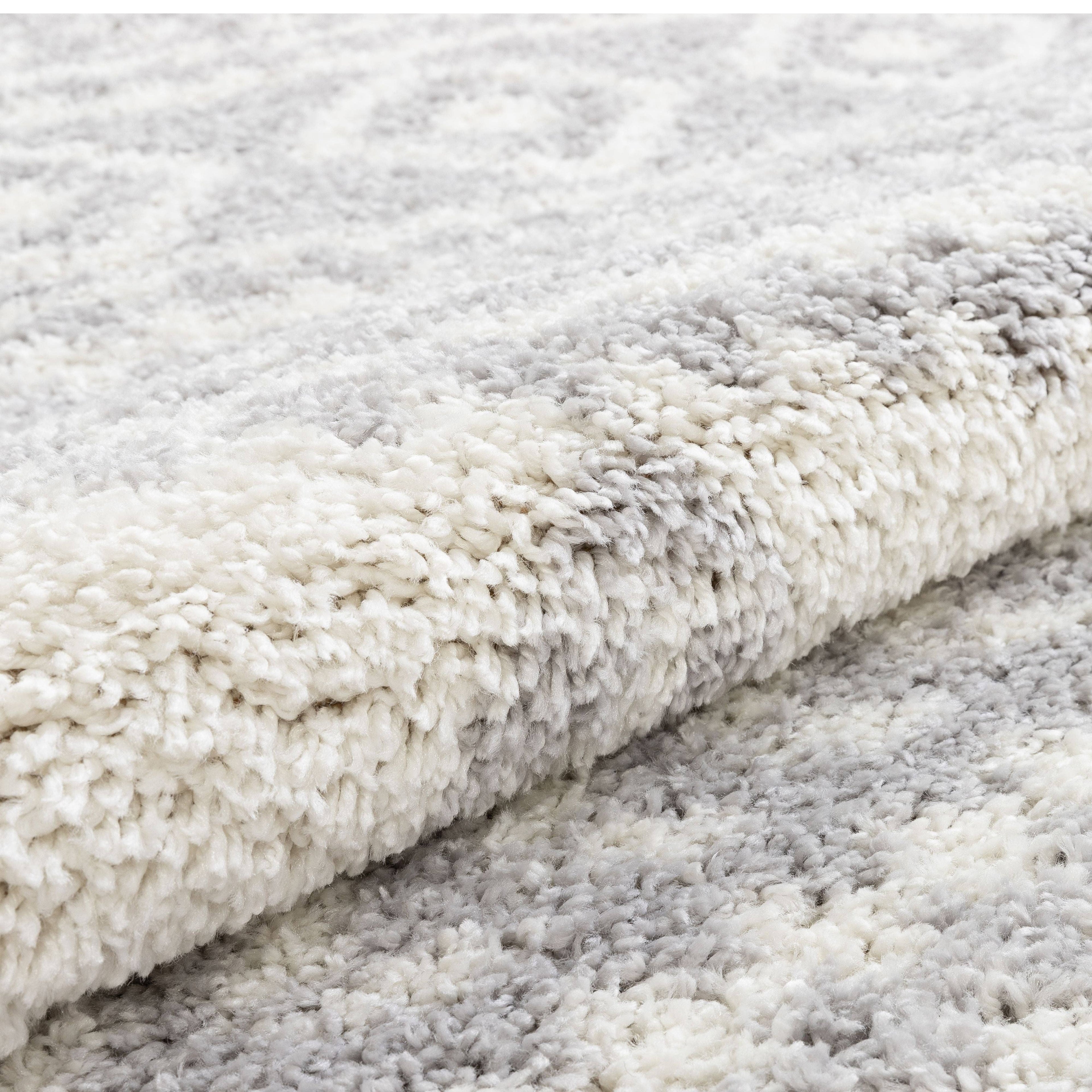 Cossima Tribal Moroccan Grey Shag Rug: 5'3" x 7'3"