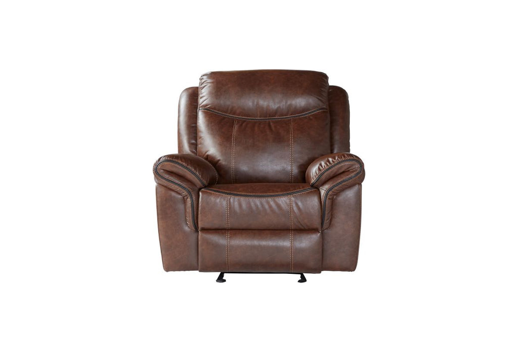 Rust Brown Reclining USB Storage Sofa and Gliding Reclining Loveseat