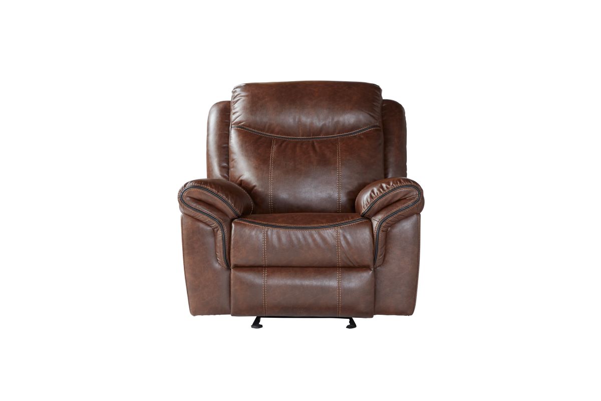 Rust Brown Reclining USB Storage Sofa and Gliding Reclining Loveseat