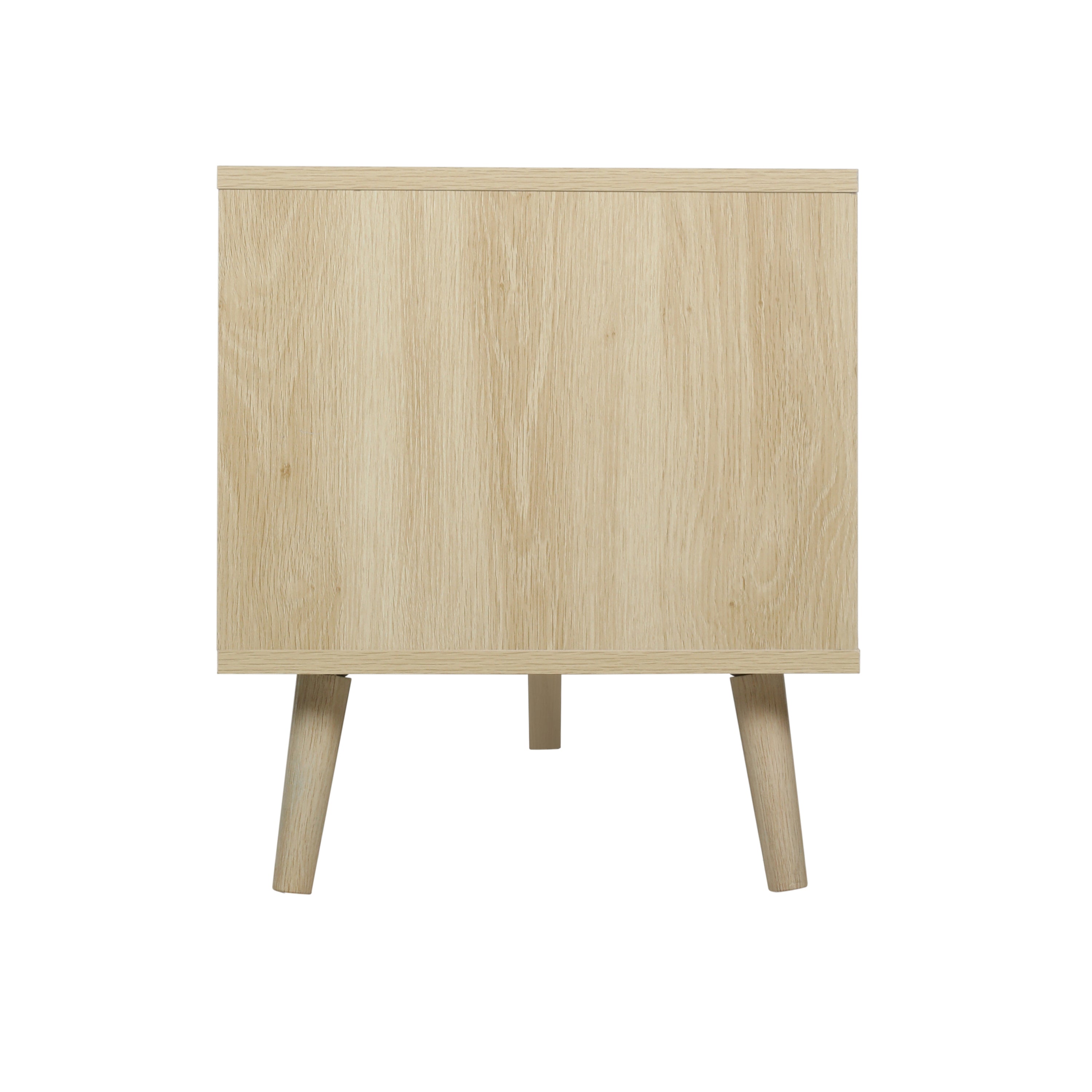 Rattan TV Stand with Solid Wood Feet, TV Console Table for Living Room, Natural