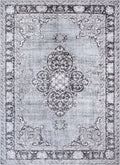 Tarifa Vintage Bohemian Medallion Grey Machine Washable Rug: 5' x 7'