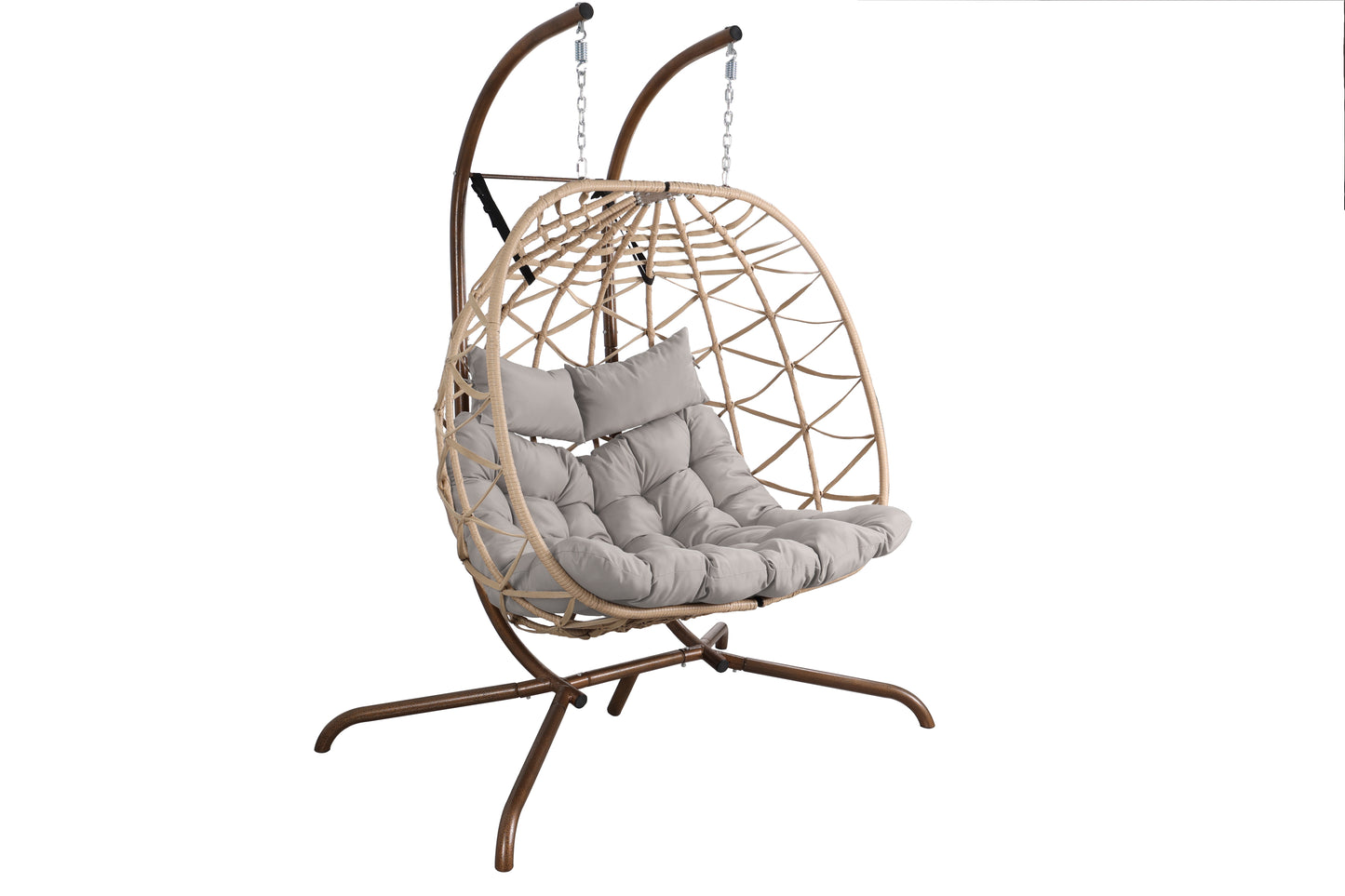 Outdoor Egg Swing Chair with Stand,Thick Cushions and Pillow