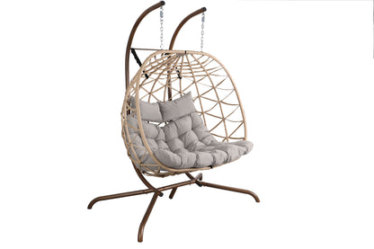 Outdoor Egg Swing Chair with Stand,Thick Cushions and Pillow