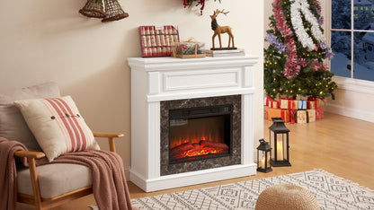 Electric Fireplace with Mantel,fireplace mantel surround with 23" Fireplace Insert, Adjustable Flame, Remote Control-White,41.34"W*14"D*40"H