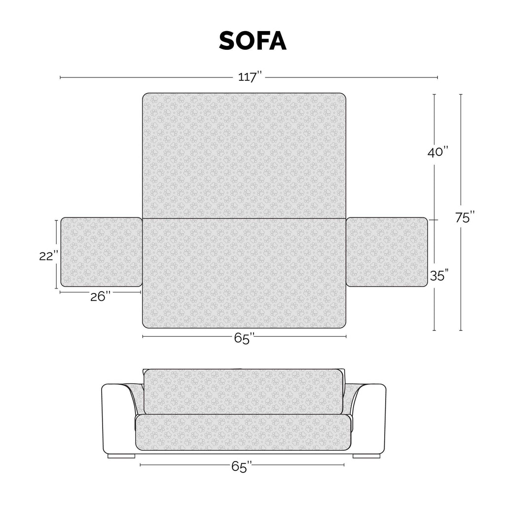 Non-Skid Back Waterproof Furniture Protector: Loveseat / Gray