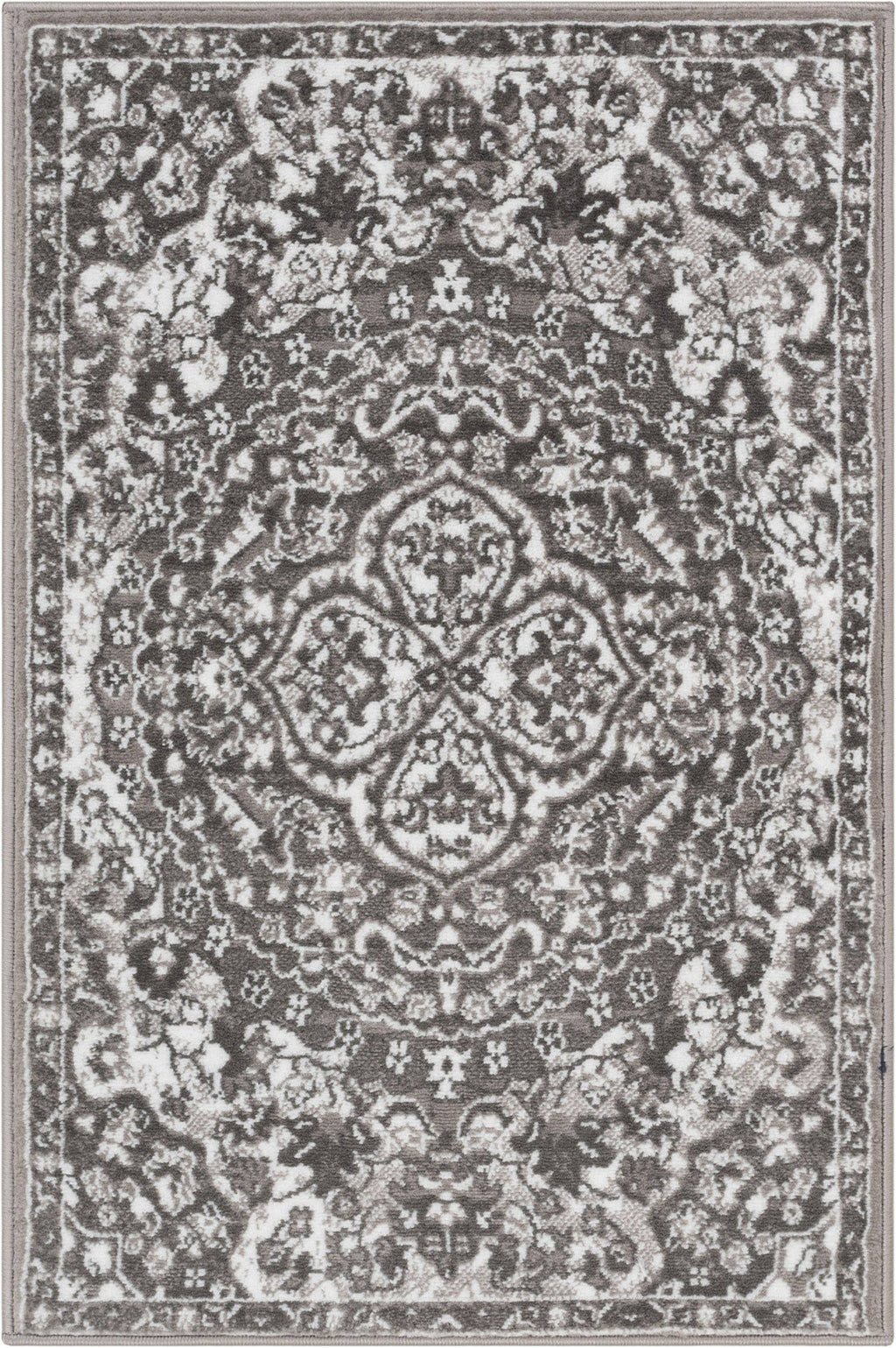 Granada Transitional Oriental Medallion Pattern Grey Rug: 5'3" x 7'3"