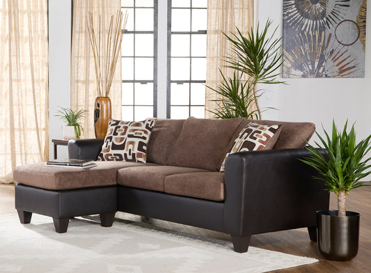 Two Tone Journey Chocolate Chaise Sofa