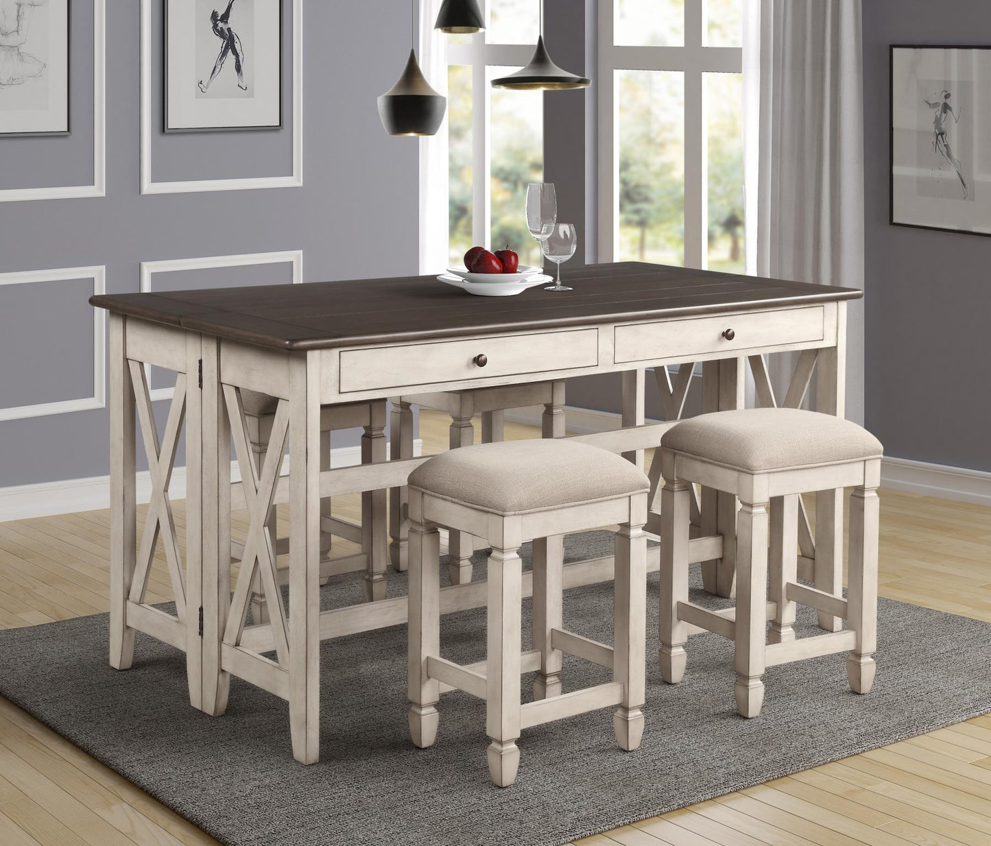 Farmhouse Almond Drop Leaf Dining Set