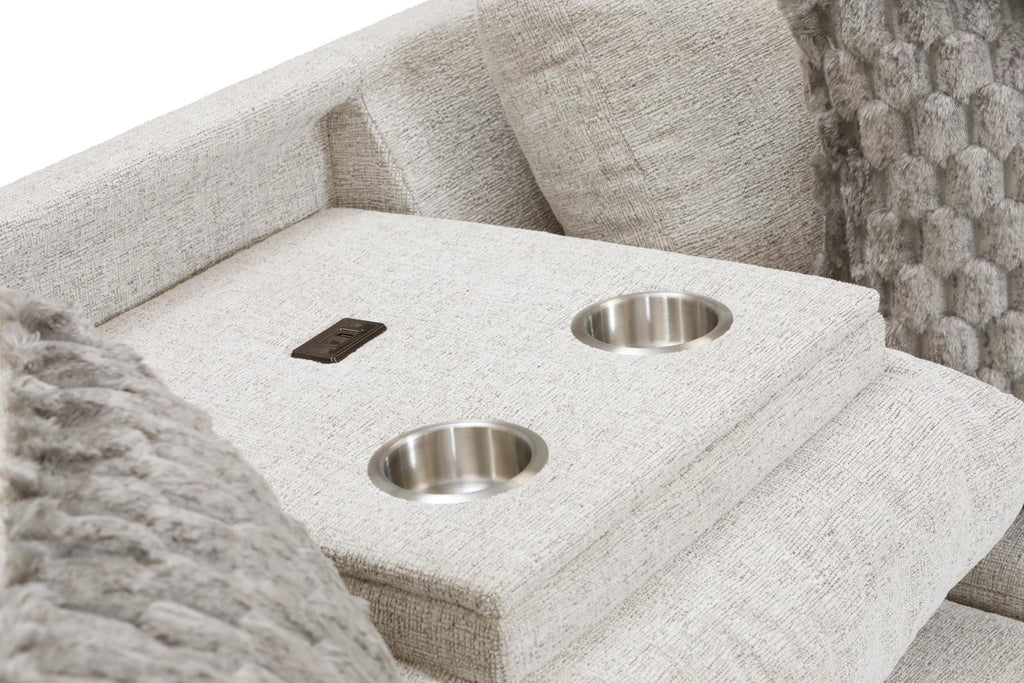 Irving Cream Reversible USB Chaise Sofa with Drop Down Table
