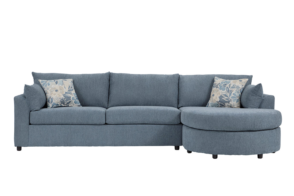 Dexter Flint Gray Blue Round Front Sectional