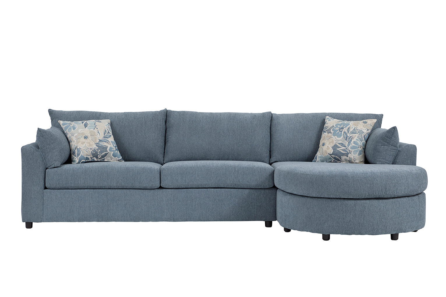 Dexter Flint Gray Blue Round Front Sectional