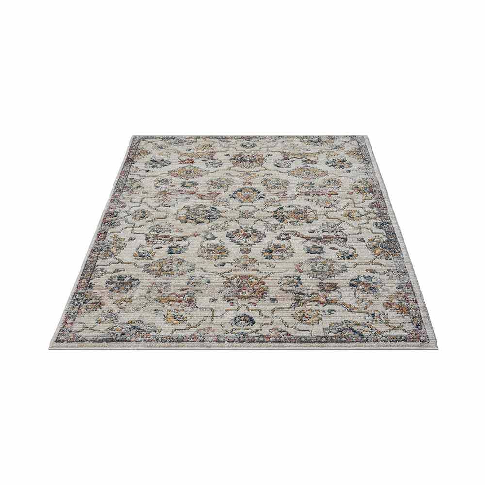 Barbro Traditional Floral Polyester Area Rug, Gray/Orange: 5' x 7'