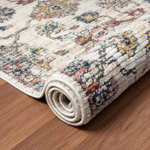 Barbro Traditional Floral Polyester Area Rug, Gray/Orange: 5' x 7'