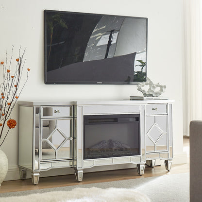 W 57" X D 15 " X H 25.6" Flash silver combination TV fireplace cabinet