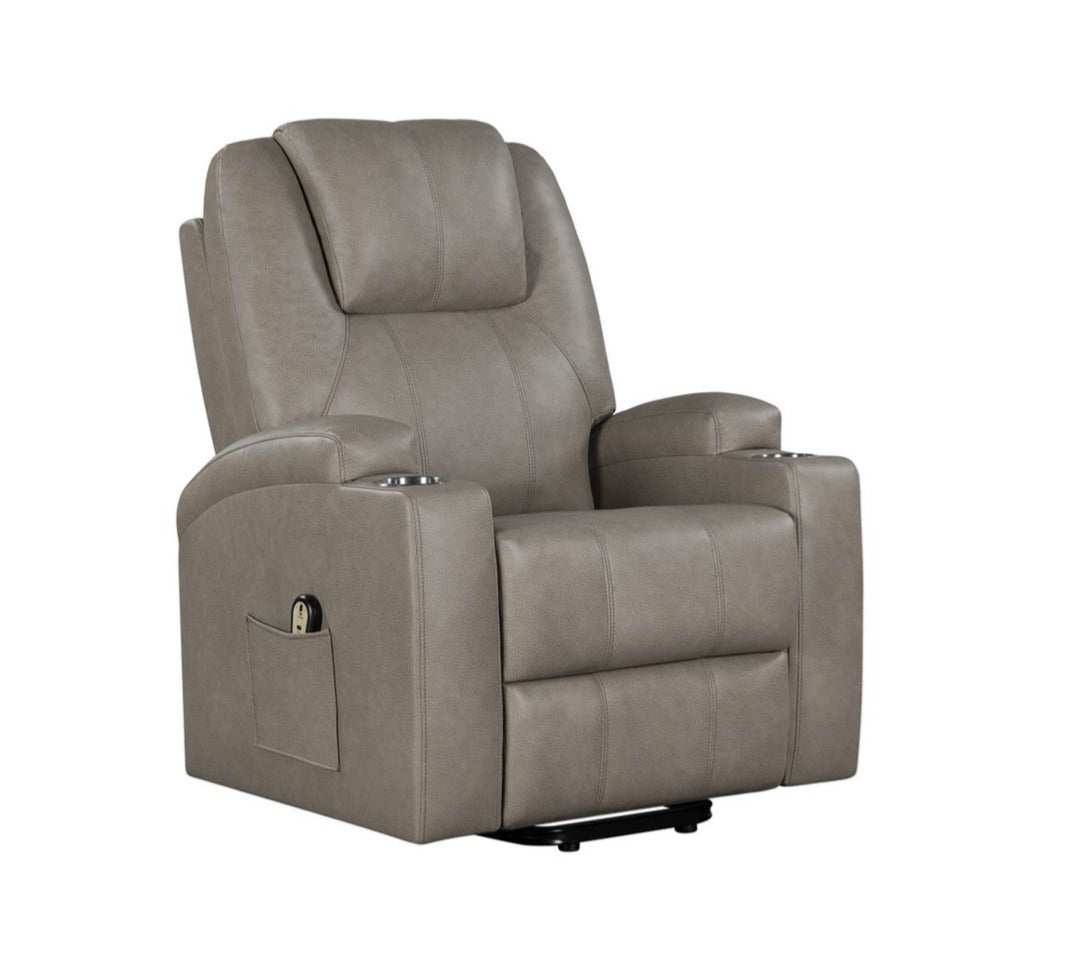 Pewter Space Saver Lift Recliner with Heat and Massage