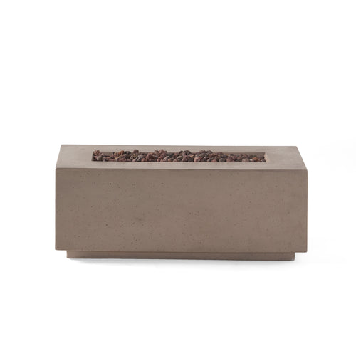 40" Outdoor 40,000 BTU Rectangular MgO Concrete Propane Fire Pit, Dark Grey (Tank Cover not Included)