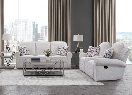 Alpaca Coconut White Reclining Sofa and Loveseat