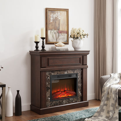 Electric Fireplace with Mantel,fireplace mantel surround with 23" Fireplace Insert, Adjustable Flame, Remote Control, Cherry,41.34"W*14"D*40"H