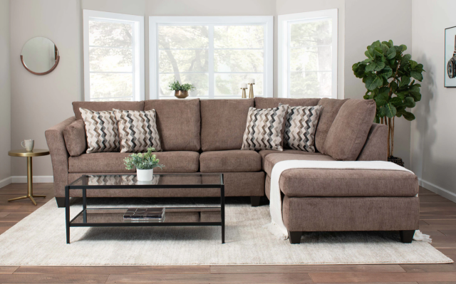 Mocha Flare Arm Chaise Sectional