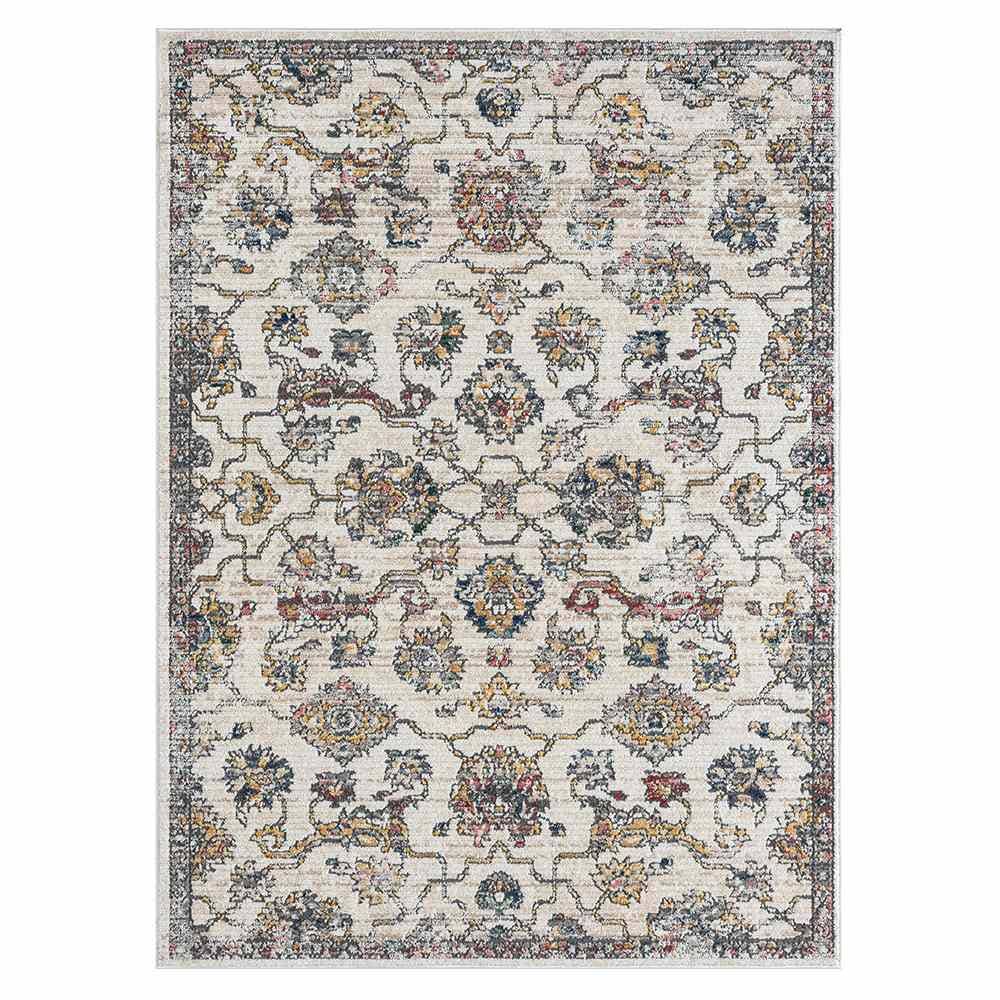 Barbro Traditional Floral Polyester Area Rug, Gray/Orange: 5' x 7'