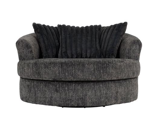 Galactic Charcoal Swivel Barrel Chair