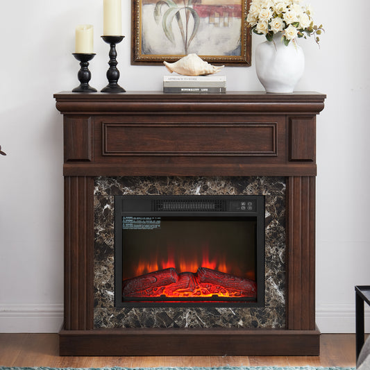 Electric Fireplace with Mantel,fireplace mantel surround with 23" Fireplace Insert, Adjustable Flame, Remote Control, Cherry,41.34"W*14"D*40"H