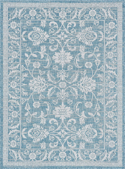 Delphi Oriental Persian Indoor/Outdoor Blue Flat-Weave Rug: 5'3" x 7'3"