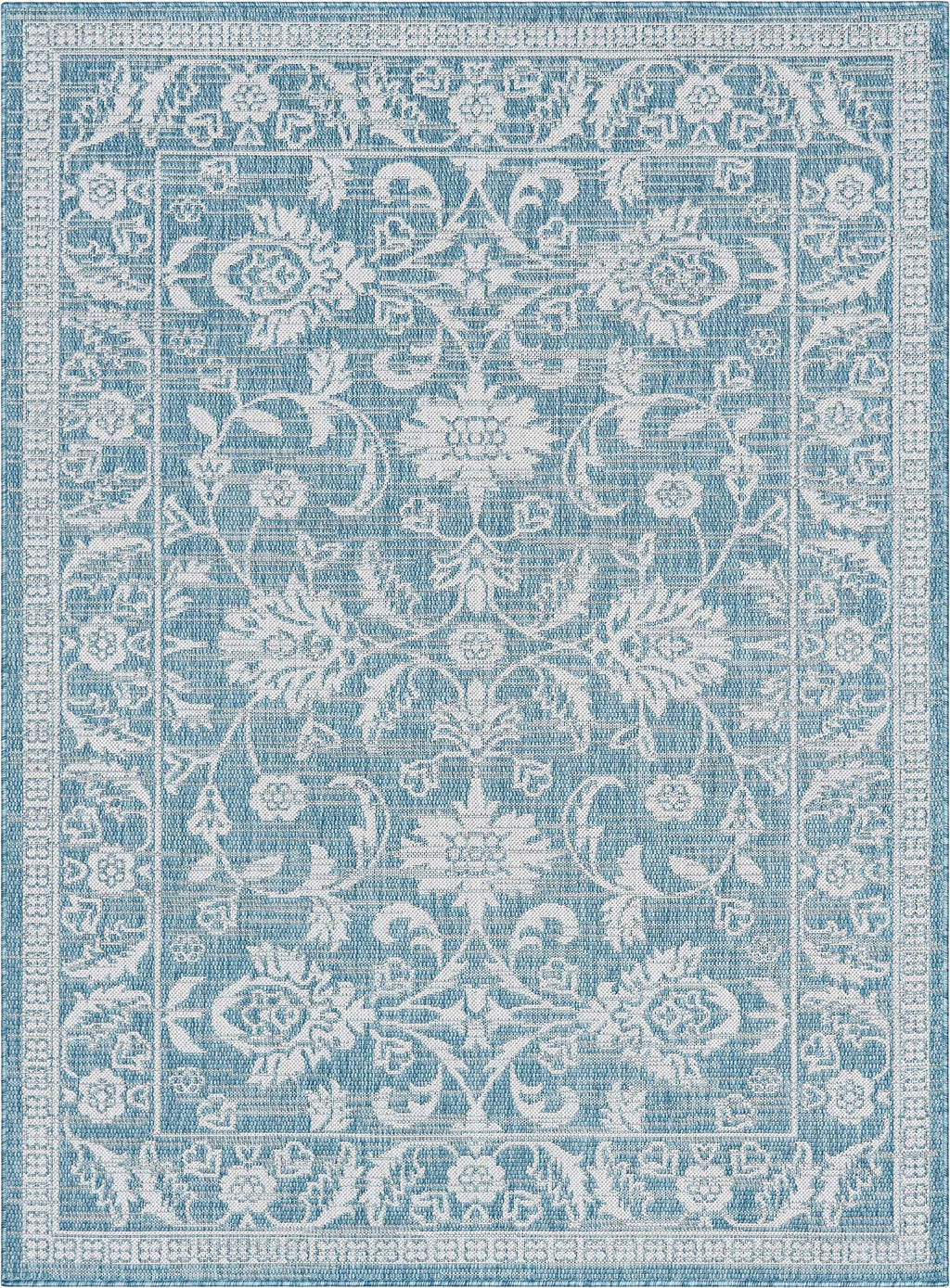 Delphi Oriental Persian Indoor/Outdoor Blue Flat-Weave Rug: 5'3" x 7'3"