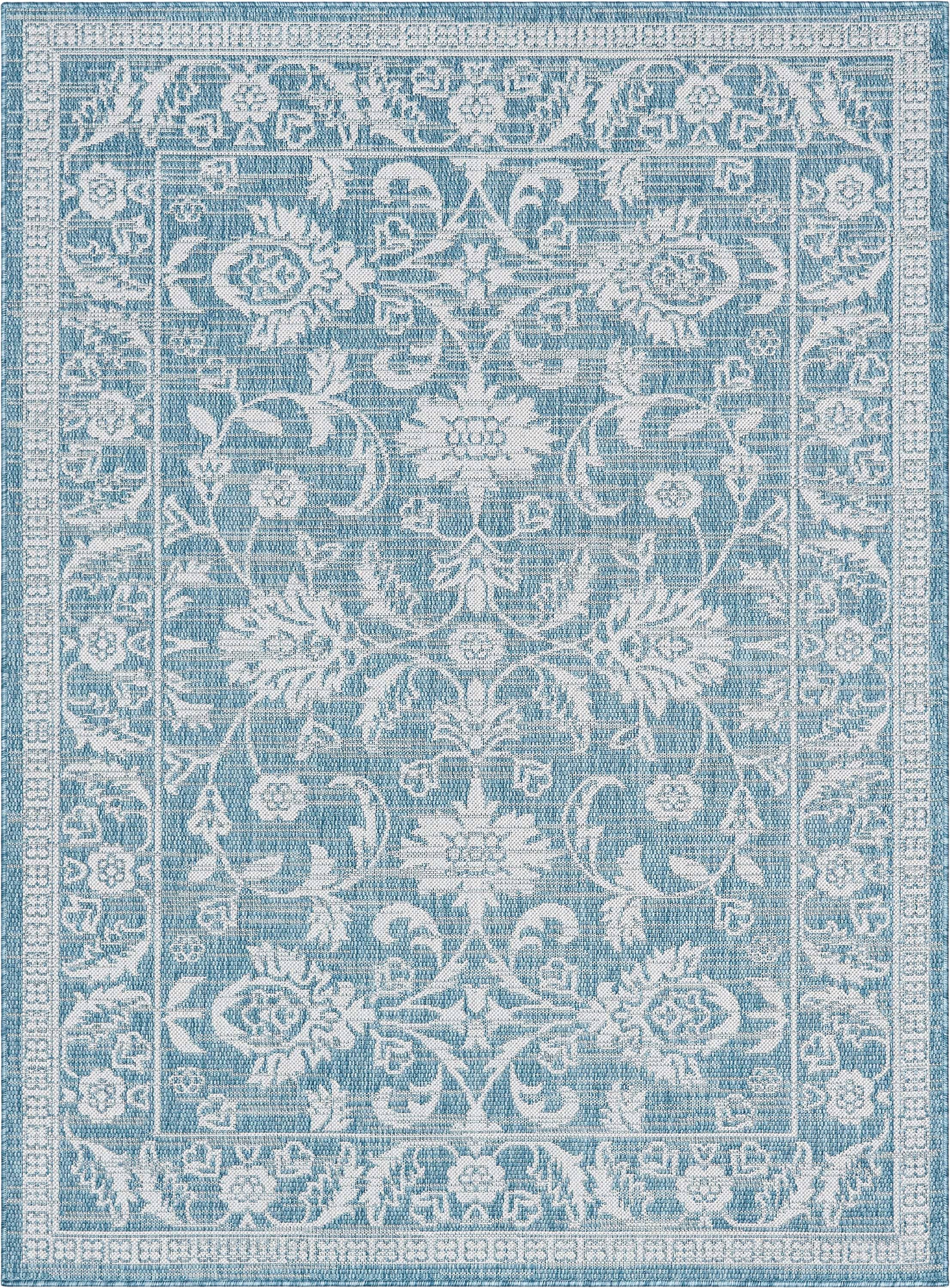 Delphi Oriental Persian Indoor/Outdoor Blue Flat-Weave Rug: 5'3" x 7'3"