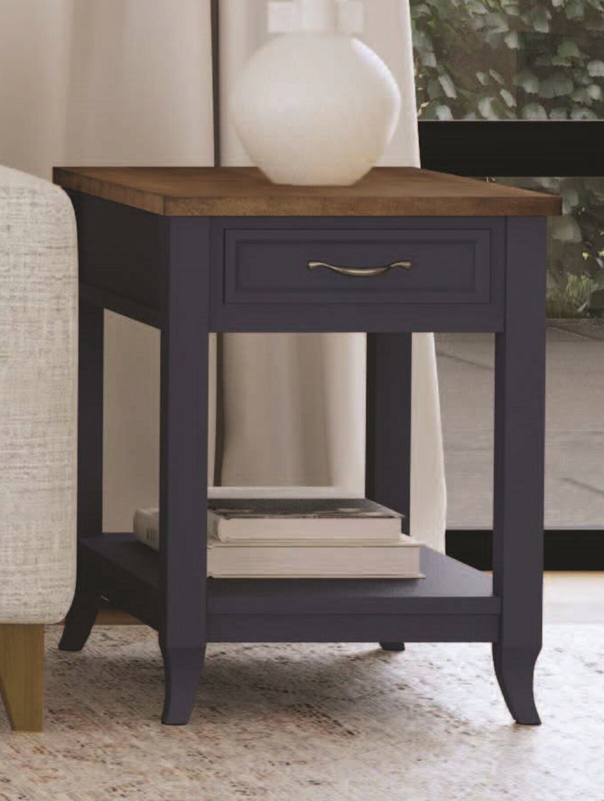 Mystic Two Tone Navy and Almond Brown USB Coffee Table Set