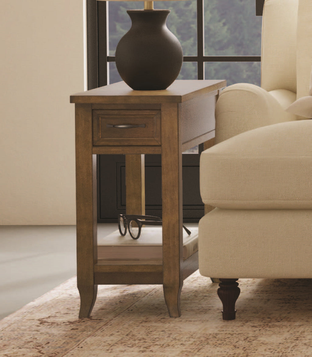 Salem Birch Storage Drawer USB Chairside Table