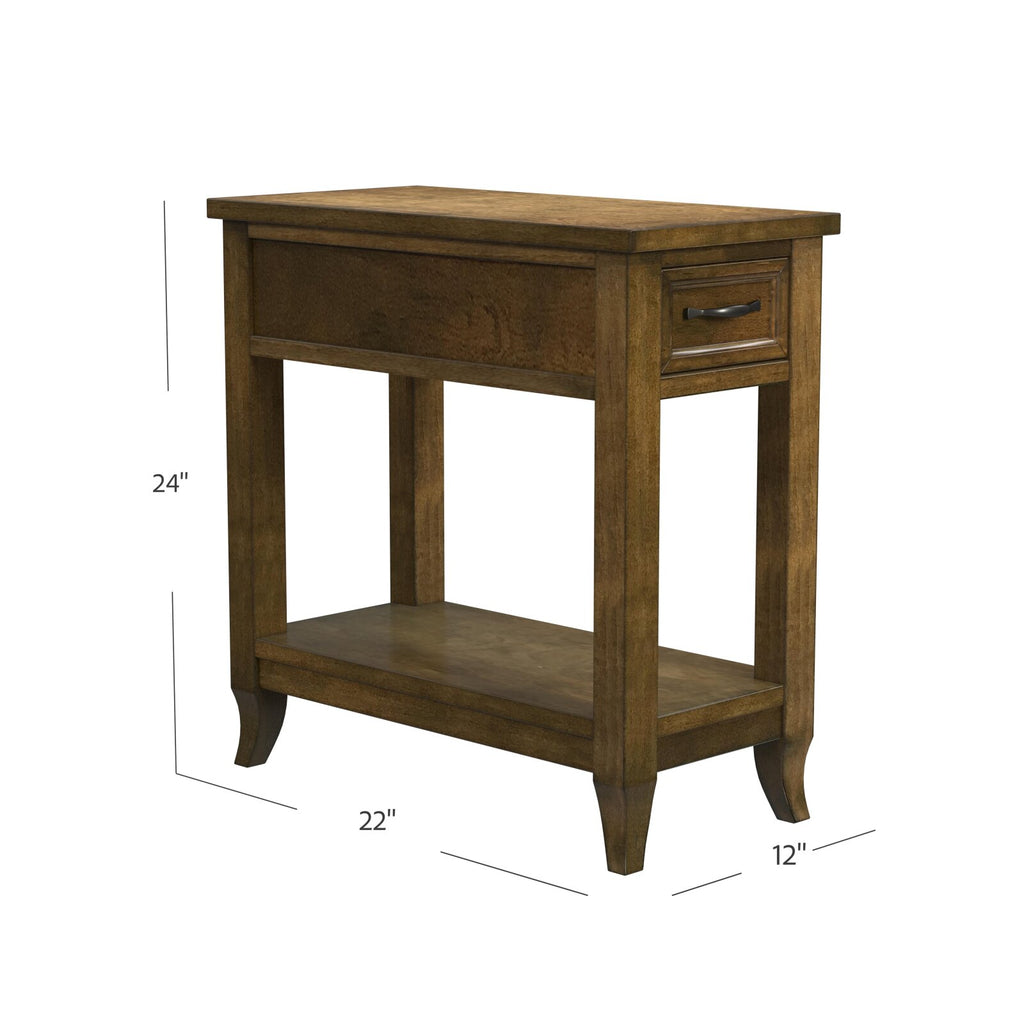 Salem Birch Storage Drawer USB Chairside Table