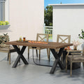 Outdoor Patio Propane Fire Pit Concrete Wood-Pattern Fire Table - 40, 000 BTU, 30'' H x 70'' W, Brown (Tank cover not Included)
