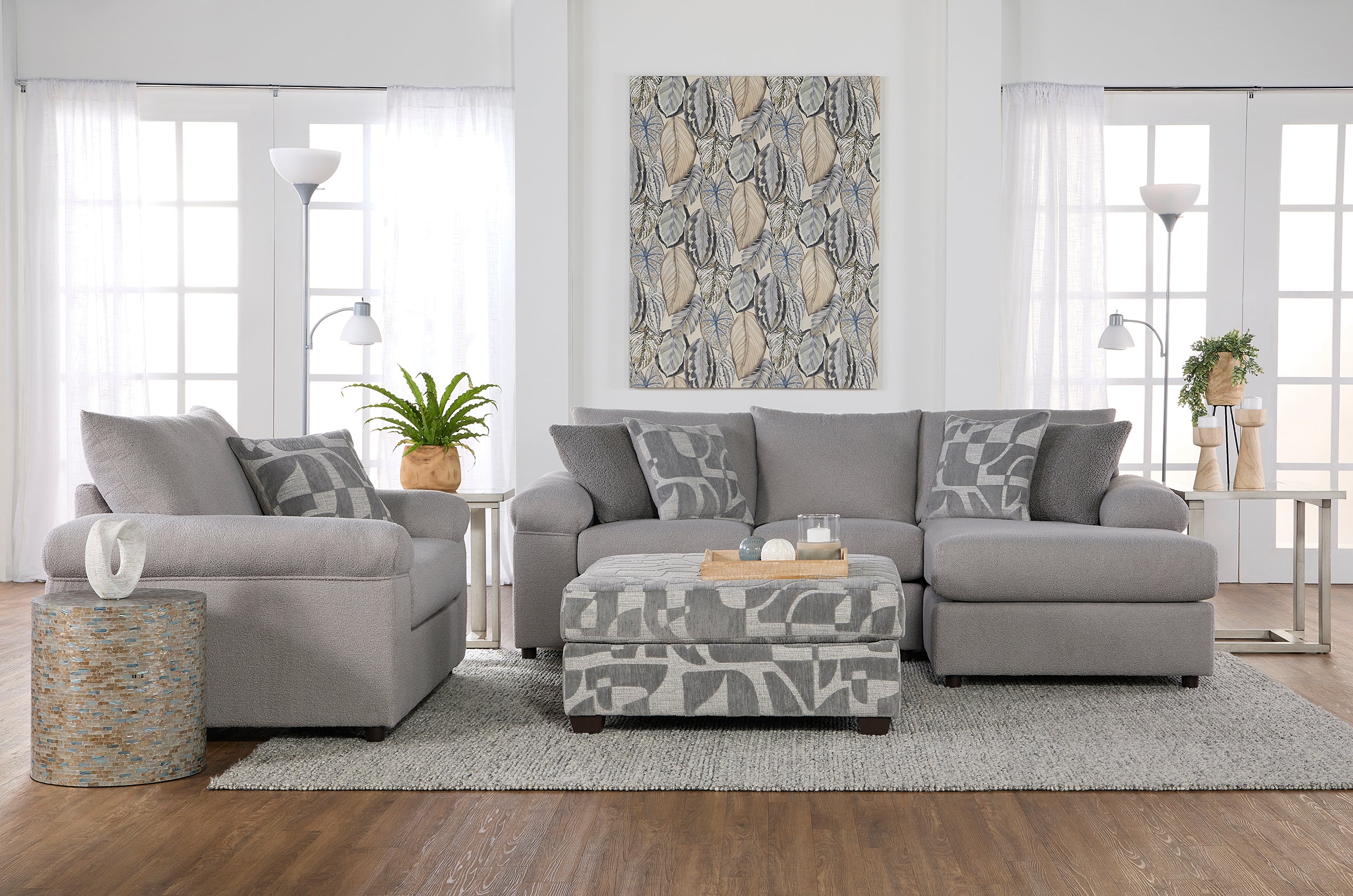Cush Nickel Space Saver Chaise Sectional