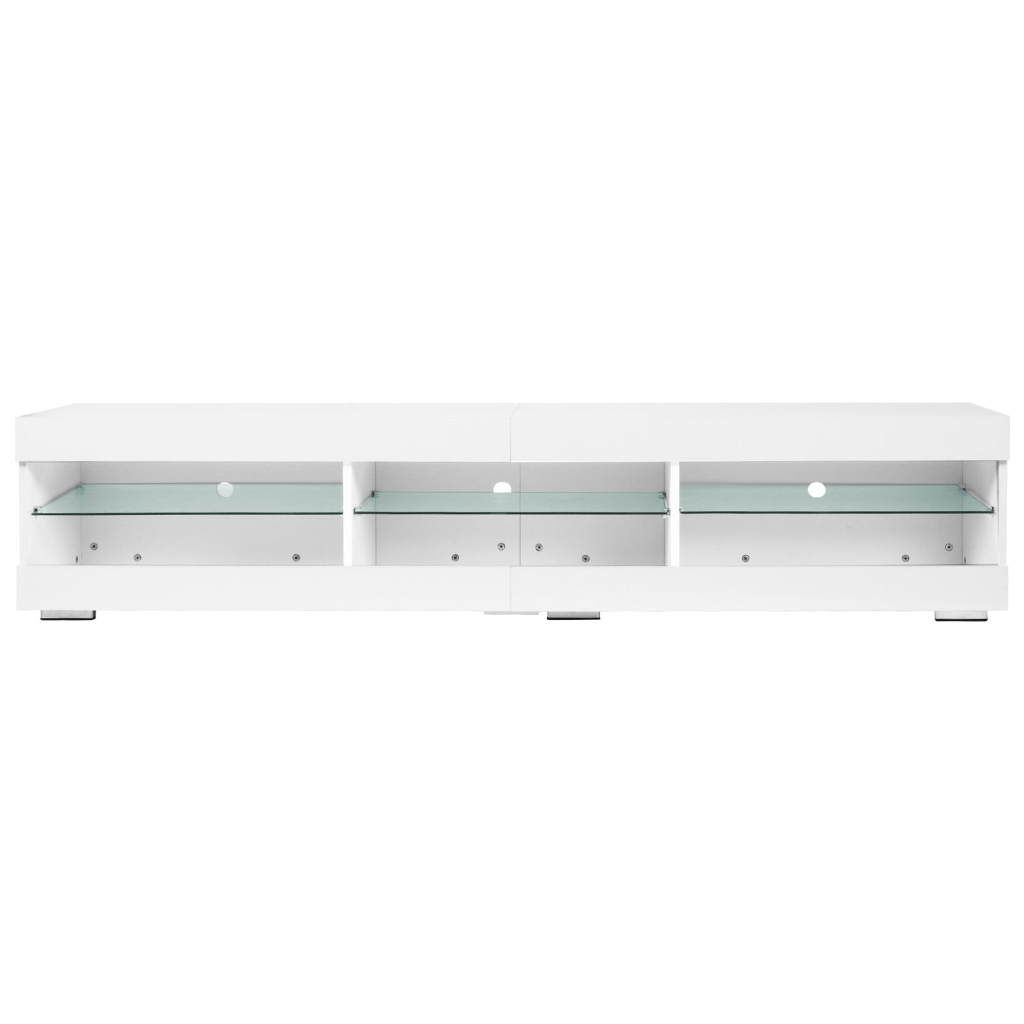 Modern LED TV Stand Entertainment Center with Storage and Glass Shelves High Glossy TV cabinet Table for Living Room Bedroom