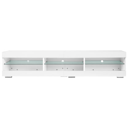 Modern LED TV Stand Entertainment Center with Storage and Glass Shelves High Glossy TV cabinet Table for Living Room Bedroom