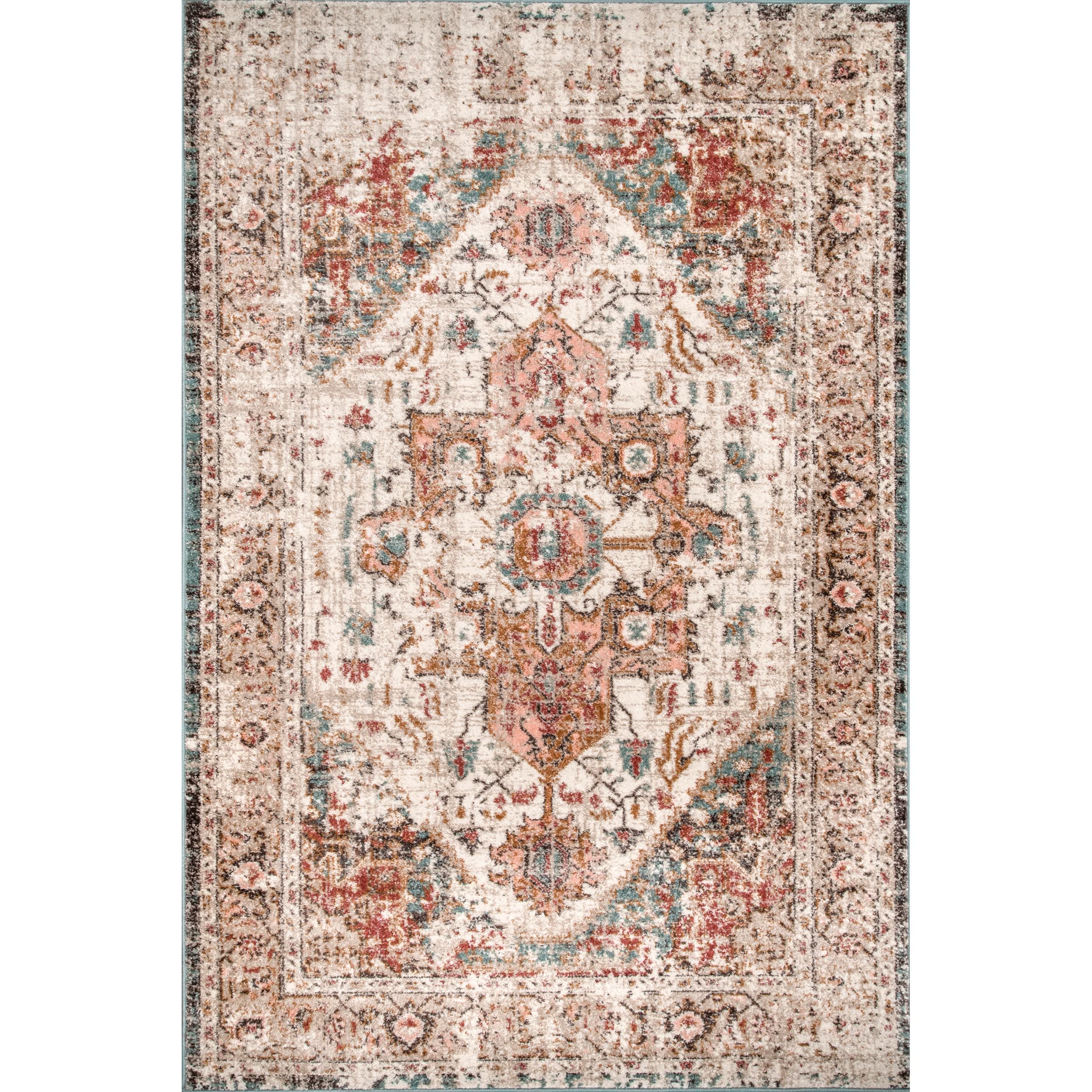 Vintage Medallion Justine Area Rug: Beige / Rectangle / 5' 3" x 7' 7"