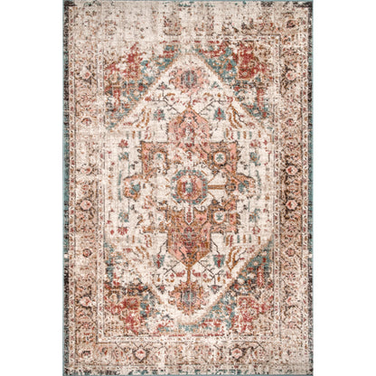 Vintage Medallion Justine Area Rug: Beige / Rectangle / 5' 3" x 7' 7"