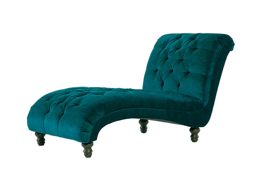 Lush Peacock Green Tufted Lounging Chaise