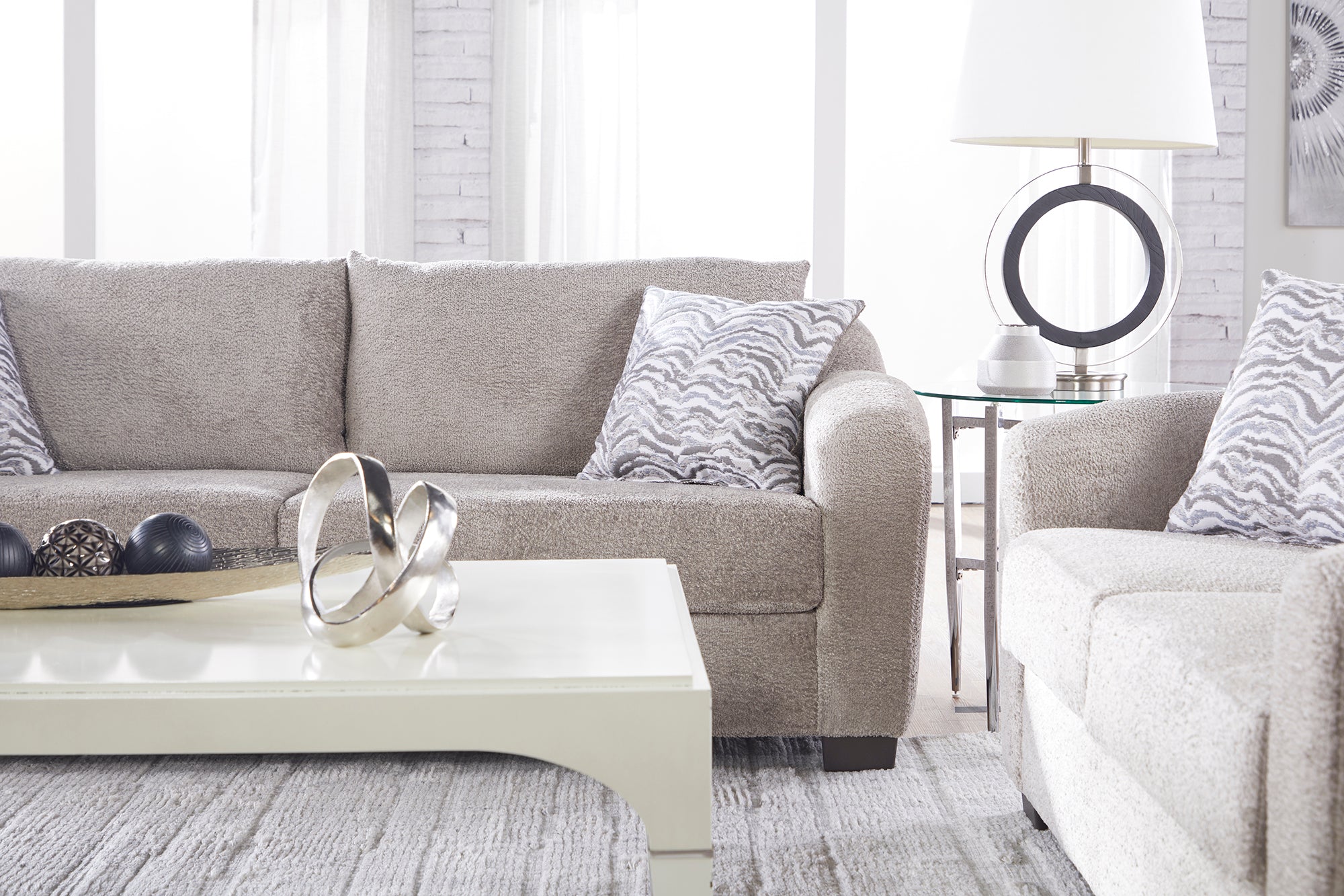 Compton Mushroom Sofa and Loveseat